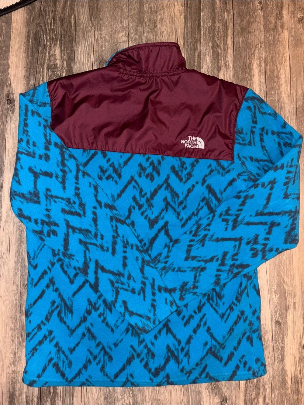 The North Face Sweater Men med 1/4 Zip Fleece Aztec Geo Novelty Blue Burgundy
